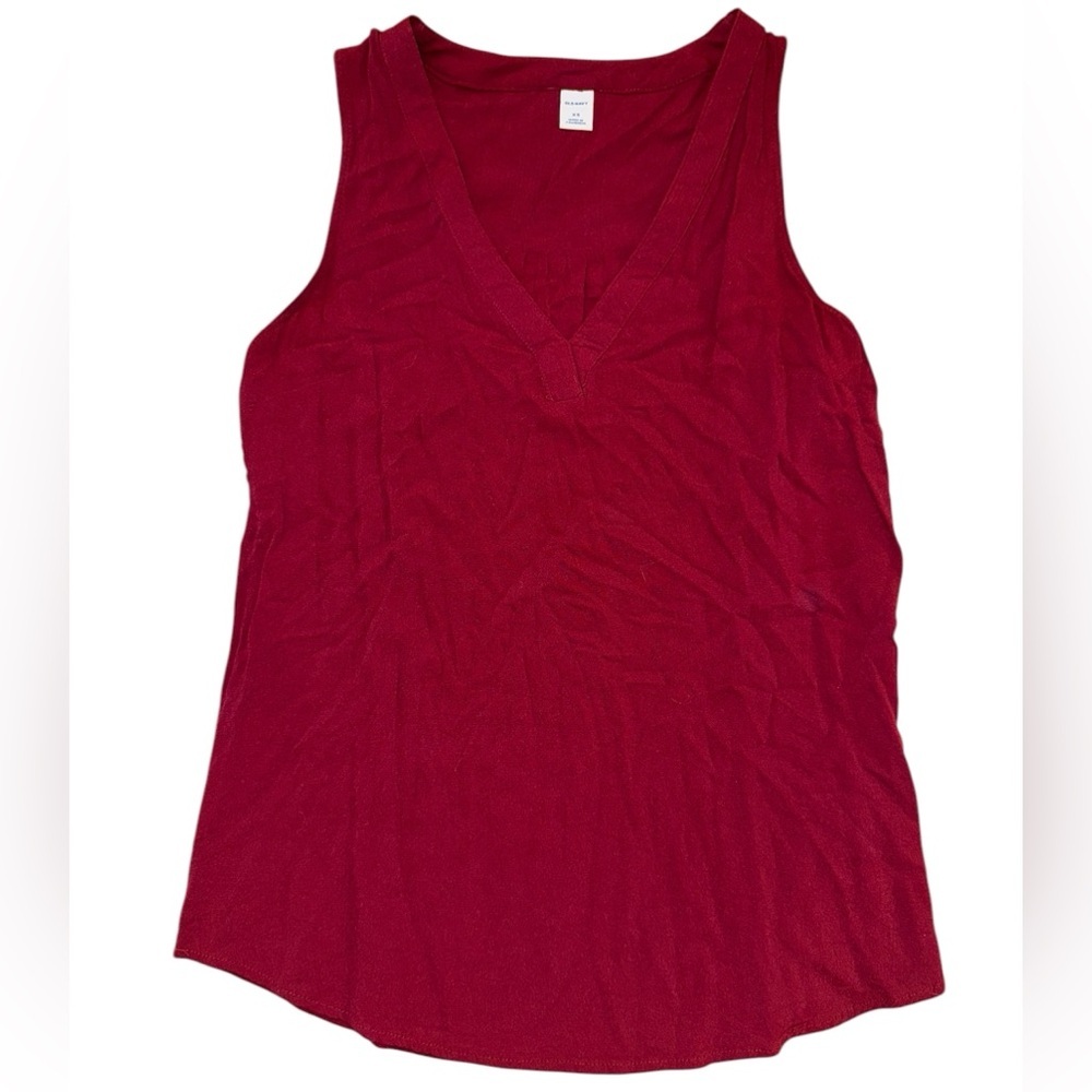 Old Navy Red V-Neck Sleeveless Loose Fit Tank Top XS